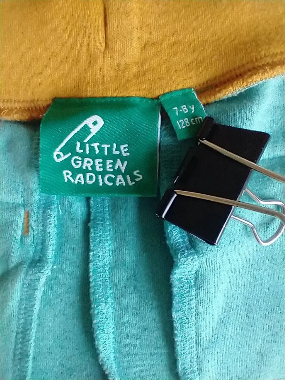 Little Green Radicals Organic Cotton Jogger Shorts Peacock Blue Size 7 - 8 Y